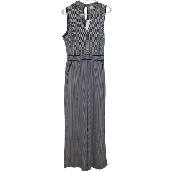 Monteau Black and Blue Striped Jumpsuit size large - Picture 2 of 10